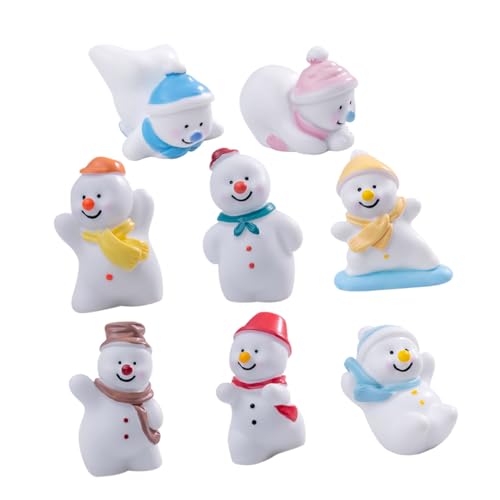 TOKIDNY 8 Piezas Figuras Muñeco de Nieve Mini Decoración Navideña para Mesa y Micro Paisaje Interior