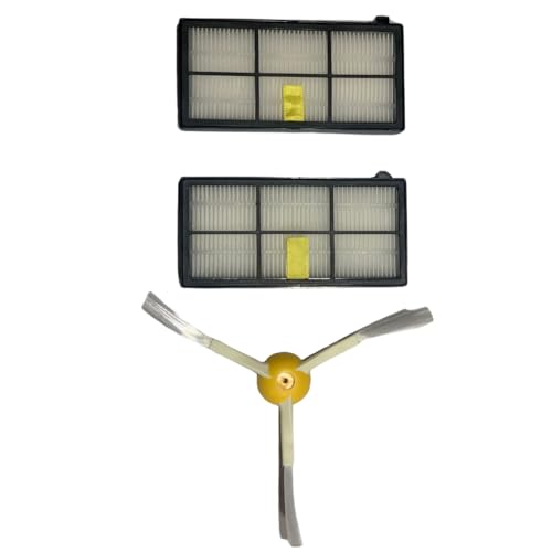 Recambios compatible para robot aspirador Roomba 2 filtros y 1 cepillo lateral Accesorios de Repuesto esencial para series 800, 801, 805, 850, 860, 865, 866, 870, 871..900, 960, 966, 970, 980..