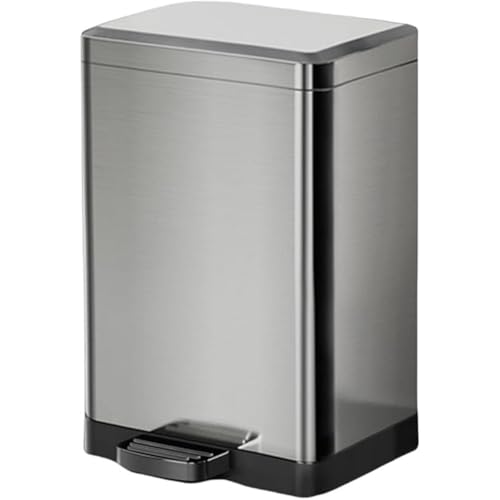 REENEW ふた付き スリム キッチン 生ゴミ 匂いが漏れない ステンレス ペダル式 ゴミ箱 洗面所 ゴミ箱 スリム ごみ箱 ステンレス製 音無し 密閉 防臭 大容量 トイレ/バスルーム/キッチン/リビングルーム用 (ステンレス鋼の色,12L)