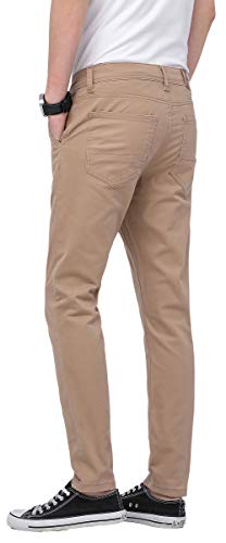 Plaid&Plain Men’s Skinny Khaki Pants Skinny Fit Chinos2