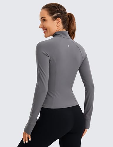 Image of CRZ YOGA Butterluxe Jackets Waist Length | Extremely Soft, Athletic, Slim Fit, Full Zip, Side Pockets, Thumb Holes, for Women