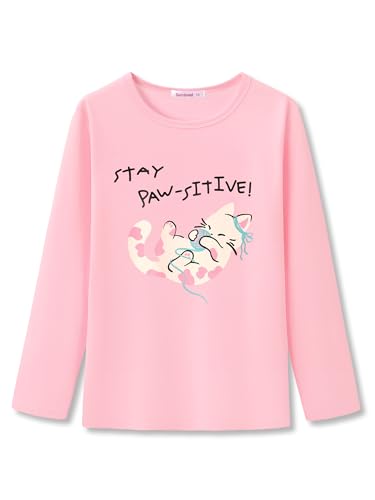 Image of Girls Long Sleeve T-Shirt Cute Versatile Basic Casual Top Size 6-18 | Soft Stretchy Tee for All Day Comfort, Versatile Layering Top for Cold Days, Cute Casual Style for Girls, Durable Easy Care