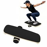 Planche d'équilibre en Bois, Skateboard d'intérieur, Planche de surf pour Entraînement, Entraînement de Force et d'équilibre,Multifonction Intérieure de Skateboard & Surf pour Fitness Yoga Rééducation