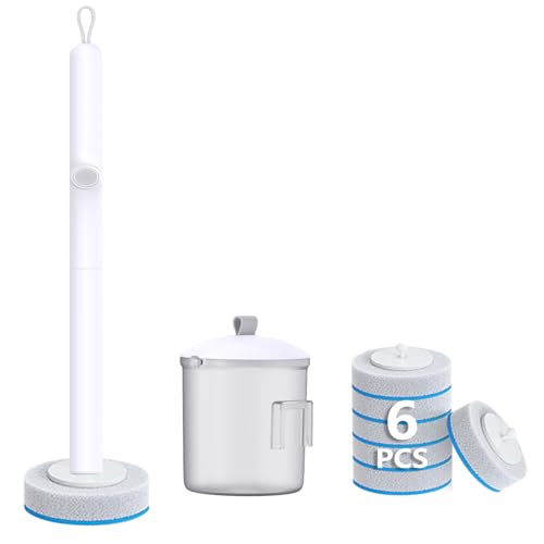 Image of MOPALL Disposable Toilet Brush Wand with Refill Heads Wall Mounted Holder Cleaning System Kit