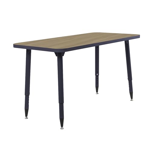 Image of Adapte Commercial Classroom Activity Table - 24 inch x 48 inch Rectangle, ADA Compliant Tapered Legs with Glides & Casters, Adjustable Height 22-34 inch Wheelchair Accessible, School & Office Furniture