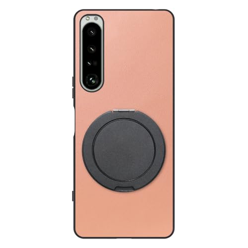 LOOF RING-SHELL �{�v ���U�[ �X�}�z�����O �X�}�z�P�[�X for Xperia 1 IV �p �P�[�X �J�o�[ �����O �����O�t�� �X�g���b�v�z�[�� �X�^���h �����h�~ �V���v�� �ϏՌ� ���^ �y�� leather [�_�X�e�B���[�Y]