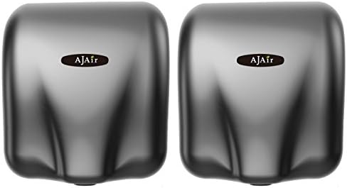 AjAir (2 Pack Heavy Duty Commercial 1800 Watts High Speed Automatic Hot Hand Dryer - Stainless Steel (Grey)