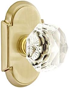 EMTEK #8 Rosette Privacy Set with Diamond Crystal Knob - Available in 10 Finishes - 8208CKUS4 - Satin Brass (US4)