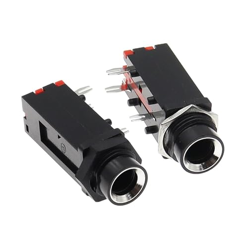 Conector de Audio PJ-309 de 6,35 mm y 3 Pines con 100 Tuercas Plateadas 4