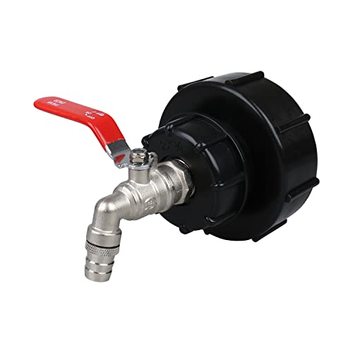 KONDAJI IBC Auslaufhahn IBC Tank Adapter Kugelauslaufhahn S100x8 / S60X6 Grobgewinde - 3/4"  Kugelhahn Auslaufventil Wassertank Zubehör Gartenschlauch Wasserhahn Cover