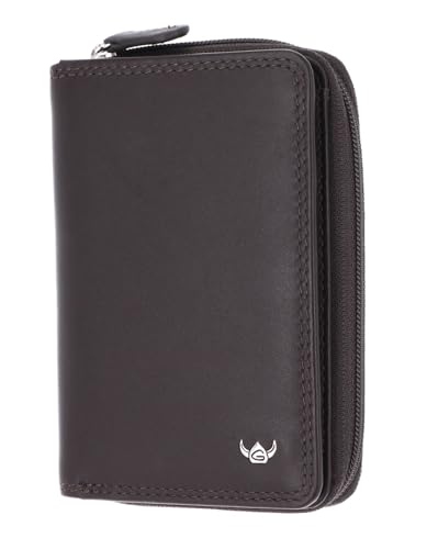 Porte-monnaie Golden Head Polo 3317 RFID en cuir marron foncé zippé