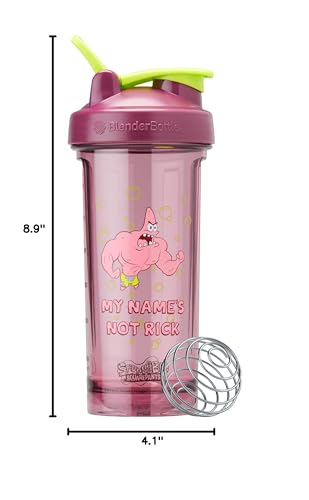 Image of BlenderBottle Spongebob Shaker Bottle Pro Series Perfect for Protein Shakes and Pre Workout, 28-Ounce, Red, My Name's Not Rick