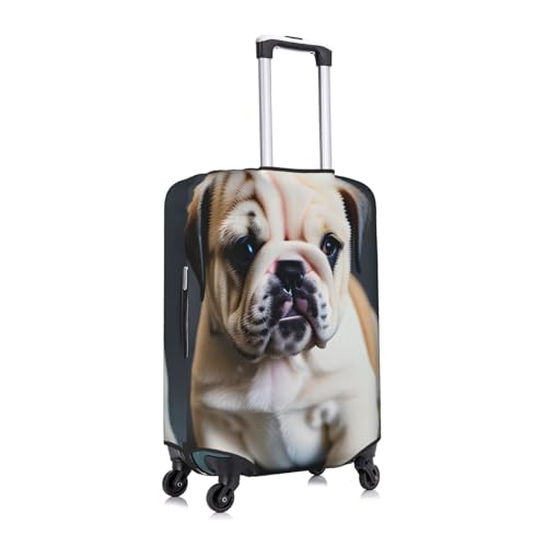Cute Bulldog Puppy 1 Tsa Approved Luggage Cover For 18-32 Inch Suitcases Scratch-Resistant Stretch Luggage Cover3