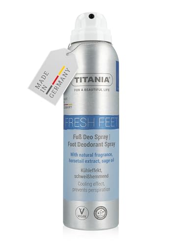 TITANIA® Desodorante en spray para pies, 150 ml, antisudor, con extracto de cola de caballo y aceite de salvia, aroma cítrico fresco, vegano y sin microplásticos
