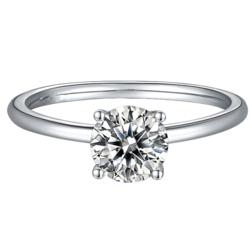 Image of Stfery Womens 9K White Gold 1ct Moissanite Engagement Ring Size U 1/2