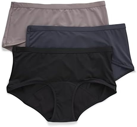 Hanes Women’s Comfort, Period. Boy Shorts Panties, Postpartum and Menstrual Leak Protection Underwear, Period Panties 3-Pack