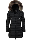 PEAKIXUS Women's Winter Coat Warm Windproof Jacket | Waterproof Quilted Parka with Detachable Faux Fur-Lined Hood for Cold Weather