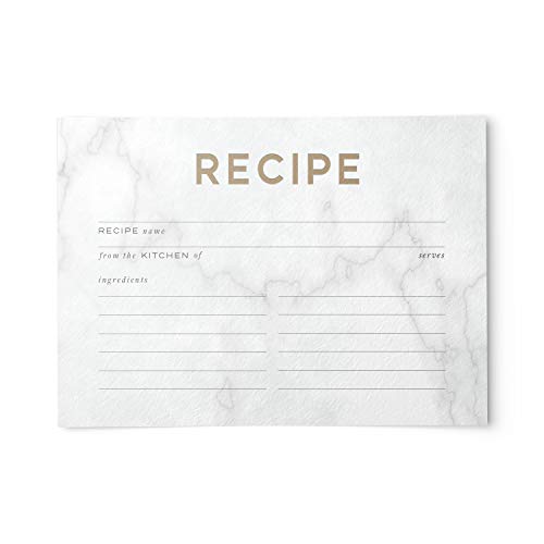 Marble and Gold Recipe Cards from Dashleigh, 48 Cards, 4x6 inches, Water-Resistant and Double-Sided