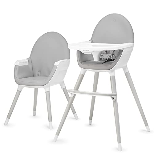 Kinderkraft FINI Chaise Haute Bébé, 2 en 1, Fauteuil Enfant, Chaise Enfant, Puericulture Bébé, Évolutive, Réglable, Avec Plateau, Solide, Design Universel, Facilement lavable, 20kg, Gris naturel