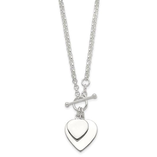 Diamond2Deal Sterling Silver Engraveable Double Heart Toggle Necklace3