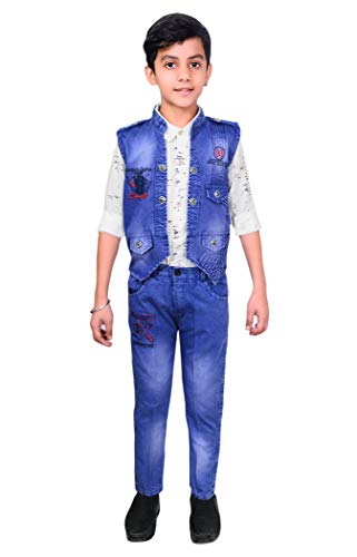 Image of AHHAAAA Kids Ethnic Cotton Blend Waistcoat Shirt and Trouser For Boys 1012