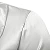 Men Satin Ruffle Shirts Long Sleeve Silk Like Satin Stand Collar Solid Color Slim Fit Casual Shirt (White, L) #1
