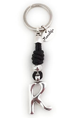 Llavero inicial K de cuero trenzado - Nanaleja - Tus Iniciales - llaveros personalizados hechos a mano - llaveros originales hombre y mujer - porta llaves de bolsillo - regalos originales casa nueva