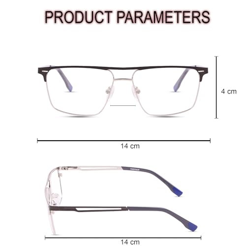 Image of TEEN & 20 Rectangle Blue Cut Computer Glasses for Men | Anti-Glare Zero Power Eyeglasses Frame for Eye Protection & Digital Screen Use - TN9004