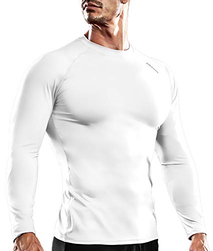 DRSKIN Men's Long Sleeve Compression Shirts Top Sports Workout Athletic Running Base Layer Thermal Winter Dry (Round SW-W03, XL)