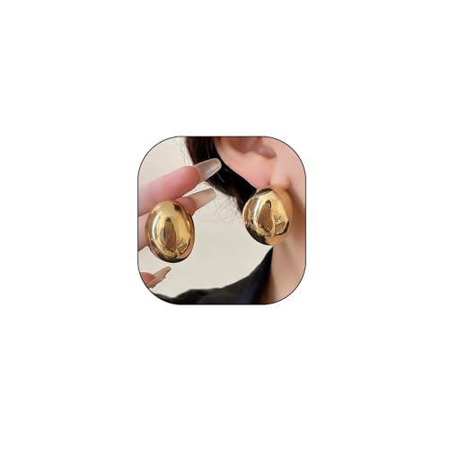 Créoles ovales plaqué or grandes boucles d'oreilles pour femme