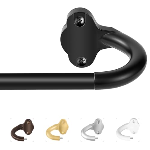 TVWOO Black Wrap Around Curtain Rods:5/8' Small Blackout Adjustable Window Curtain Rod for Bedroom Kitchen Apartment Renter Friendly,Room Darkening Curved Drapery Rods Easy Install,Matte Black 28-60'