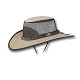 Barmah Hats Wide Brim Foldaway Bronco Cooler Leather Hat - Item 2080 (Driftwood, Medium)