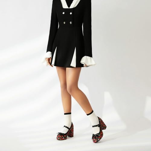 Shinelly Platform Chunky Heels Cute Strawberry Mary Janes Round Toe High Heel Kawaii Pump Shoes4