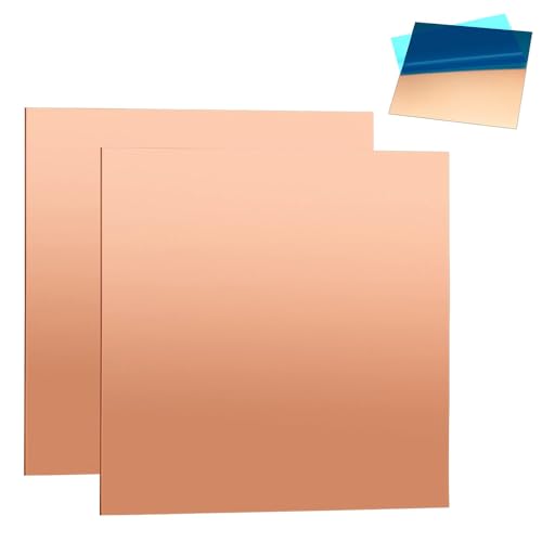 NAROSEBE 2 Placa de Cobre 1mm, Hojas de Cobre, Lamina Cobre Puro, Placa de Metal de Cobre Puro Para Procesamiento de Metales, Impresión de Placas de Circuito, Etc (100 mm x 100 mm x 1 mm)