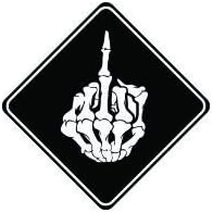 3pcs Skeleton middle finger funny hard hat/helmet vinyl decal sticker
