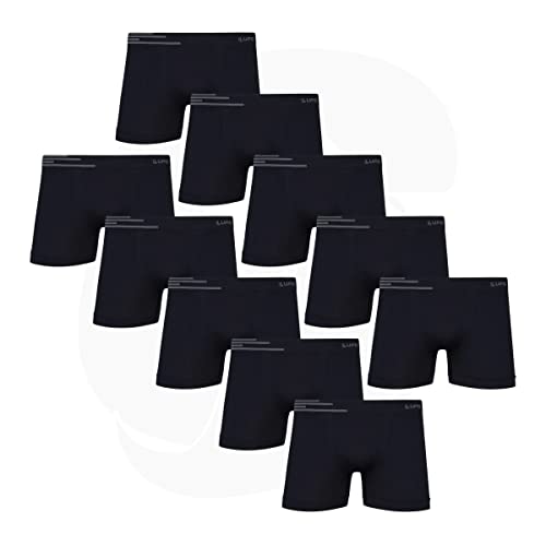 Kit 10 Cuecas Boxer Lupo Microfibra Box Sem Costura Adulto Masculino 436 (Pretas, G)