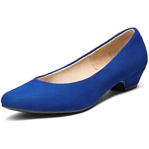 DREAM PAIRS Women's Mila Low Chunky Heel Pump Shoes 8 Royal/Blue