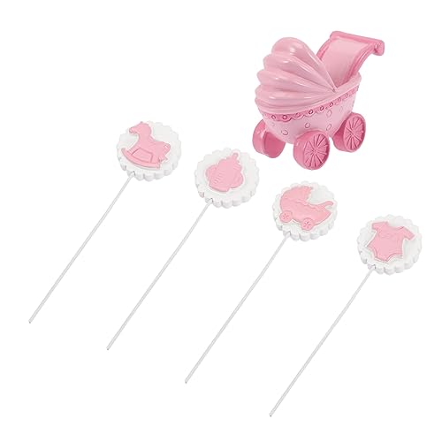 ifundom 3 Sets Schicke Babyparty-kuchendekorationen Kinderwagen-kuchenaufsatz-set Babyflaschen-kuchenaufsatz Einzigartige Party-kuchendekoration Sicheres Harzmaterial 5 Stück * 3