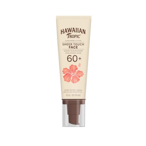 Hawaiian Tropic Sheer Touch Face Sunscreen Lotion SPF 60 2.5 Fl Oz | Travel Size Sunscreen for Face Sunblock Lotion 2.5 Fl Oz