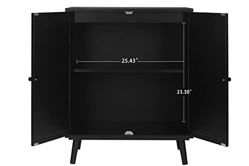 ORRD-Sideboard-Buffet-Cabinet-High-Kitchen-Storage-Cabinet-with-Rattan-Doors-and-Adjustable-Shelves-Accent-Home-Furniture-for-Living-Room-Bedroom-Black