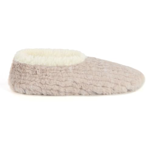 Snoozies Teddy Bear Faux Fur House Slippers for Women with Memory Foam Insole, Sherpa-Lined Slipper Socks Non-Skid3