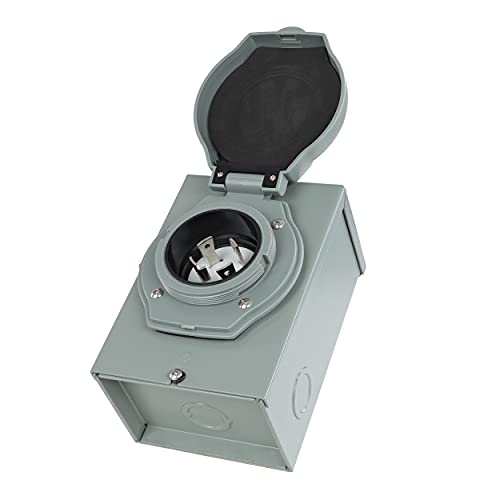 Bisupply 50 Amp Generator Inlet Box - 3 Prong Power Inlet Box, Ss 2-50P 125V/250V Connection Box With Light Indicator #TOP6