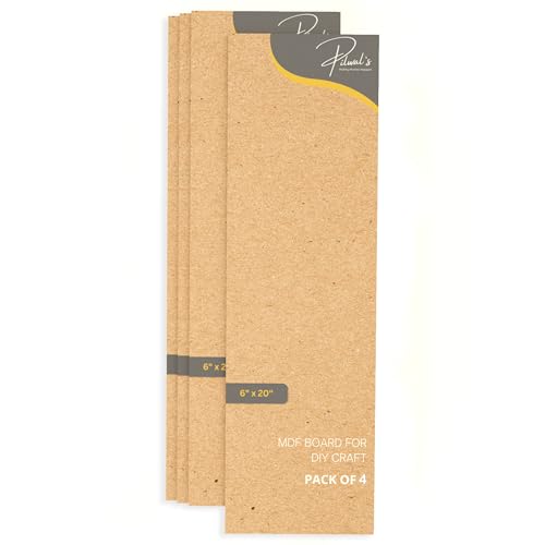 Image of Pilwal's 20 x 6 inch MDF Sheets - 4mm Smooth Unfinished MDF RECTANGLE Sheet - MDF Board Coutouts for Craft DIY Art, lippan Art, Painting, Decoupage, Resin Art, Pyrography, Laser Cutting (20 inchx6 inch inch, 4 Pieces)