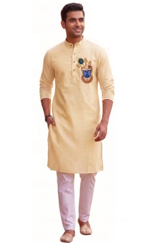 Image of Men's Digital Printed Kurta for Festival Navratri Pooja