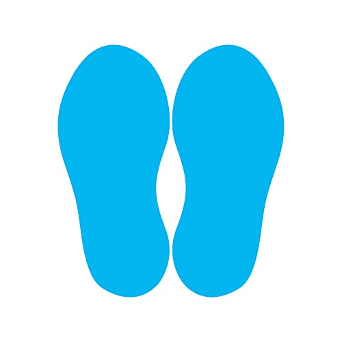 10 adesivi per pavimento, coppia di piedi (totale 20 adesivi) (dimensioni del piede 250 x 100 mm)., Blu