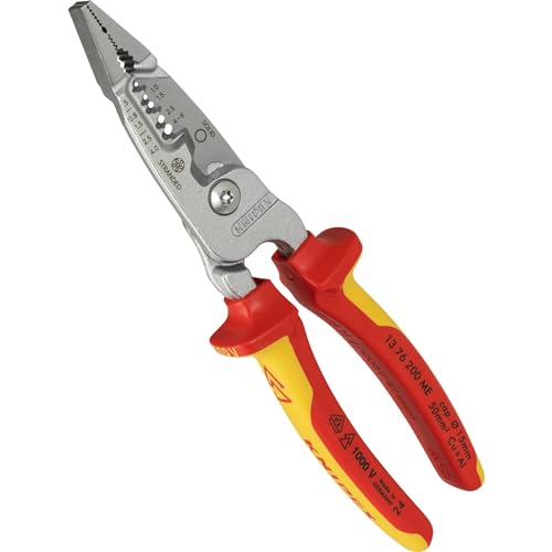 Knipex Pince électrique 5 en 1 modèle métrique chromée isolées par gaines bi-matière, certifiées VDE 200 mm, 13 76 200 ME
