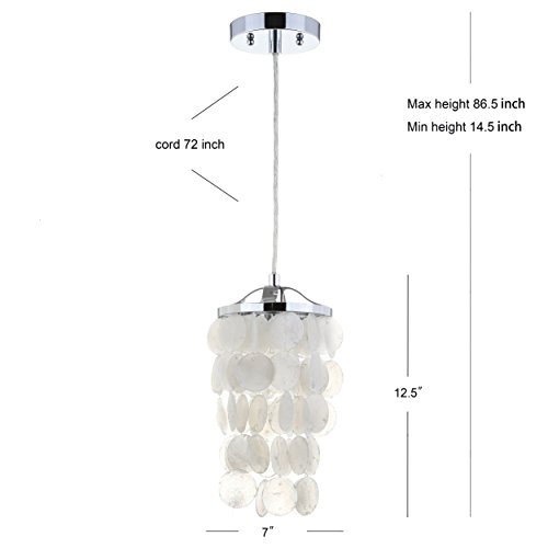 JONATHAN Y JYL9002A Cayla 7" Seashell LED Chandelier Pendant Contemporary,Transitional Dimmable, Adjustable, for Dining Room, Living Room, Kitchen, White/Chrome - Image 6