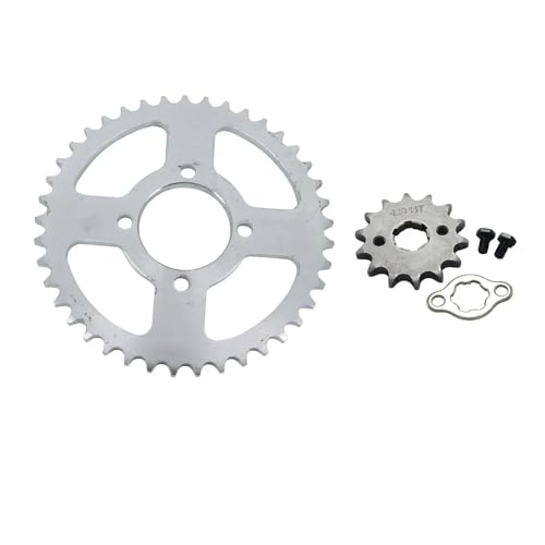 Motore anteriore 428# 14T Denti 17mm 20mm Pignone catena con piastra di fissaggio Locker Compatibile con ATV Go Kart Pignone posteriore 41T Dente 52mm(Front 14T 17MM)