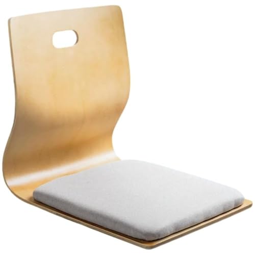 SearEase クッション付 和座椅子 木製 フロアーチェア 背もたれ ローチェア 曲木 和室 背もたれの無脚の 省スペース 家具 いす チェア シンプル イス 和風 軽量 書斎 読書 居間 インテリア 和風 和家具 (D)