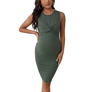 Verdusa Women’s Maternity Twist Front Sleeveless Bodycon Tank Pencil Dress